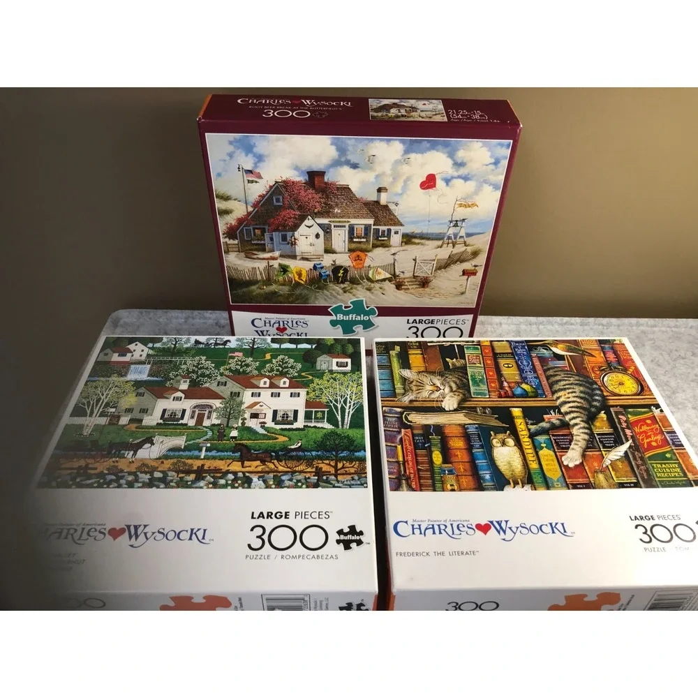 3 ~Charles Wysocki 300 Pc Puzzles ~Root Beer Break~Gingernut Valley~Frederick